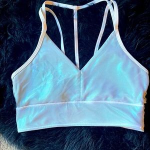 Holographic racer back sports bra